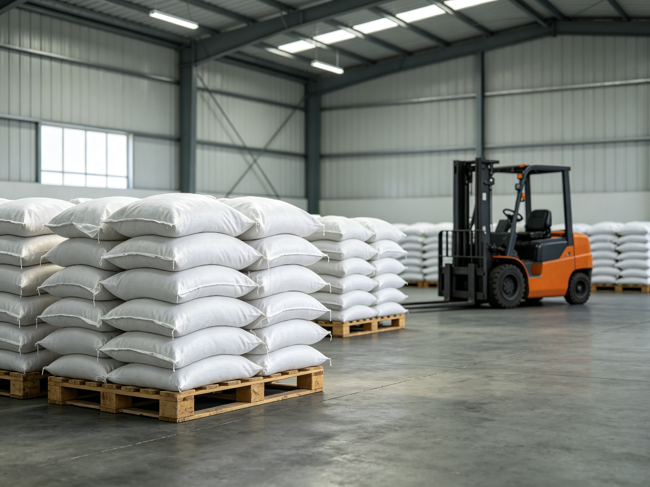 Warehouse with packed bags